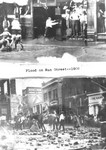 Main Street, Bisbee during and after the 1908 flood. The top photo is the previous photo, 1980.38.33a but more of the image is visible.